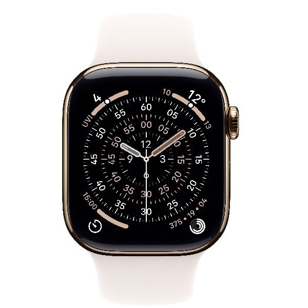 שעון חכם אפל Apple Watch Series 11 GPS + Cellular 42mm Gold Titanium Case with Light Blush Sport Band - S/M