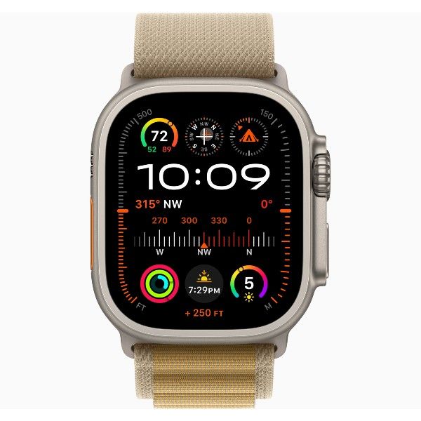 שעון חכם Apple Watch Ultra 2 GPS + Cell 49mm Natural Titanium Case with Tan Alpine Loop Medium אפל טיטניום טבעי
