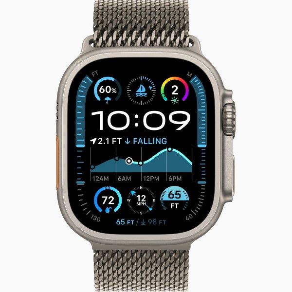 שעון חכם Apple Watch Ultra 2 GPS + Cellular 49mm Natural Titanium Case with Natural Titanium Milanese Loop Large אפל טיטניום טבעי
