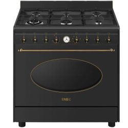 תנור רוחב 90 ס"מ משולב כיריים גז דגם Smeg CO96GMA9 צבע שחור פחם