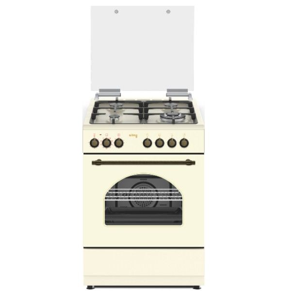 תנור רטרו משולב כיריים גז 60 ס"מ 4 להבות דגם KING KFS-6069RC קינג צבע בג'