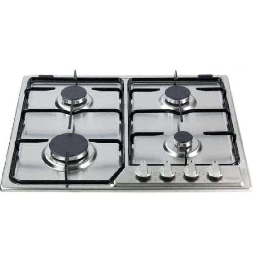 כיריים גז Delonghi 4 להבות רוחב 60 ס"מ  כפתורים בחזית גימור נירוסטה